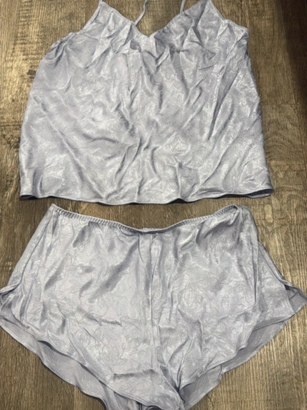 Victoria's Secret Shimmery Silver-Gray periwinkle Cami and Shorts Set